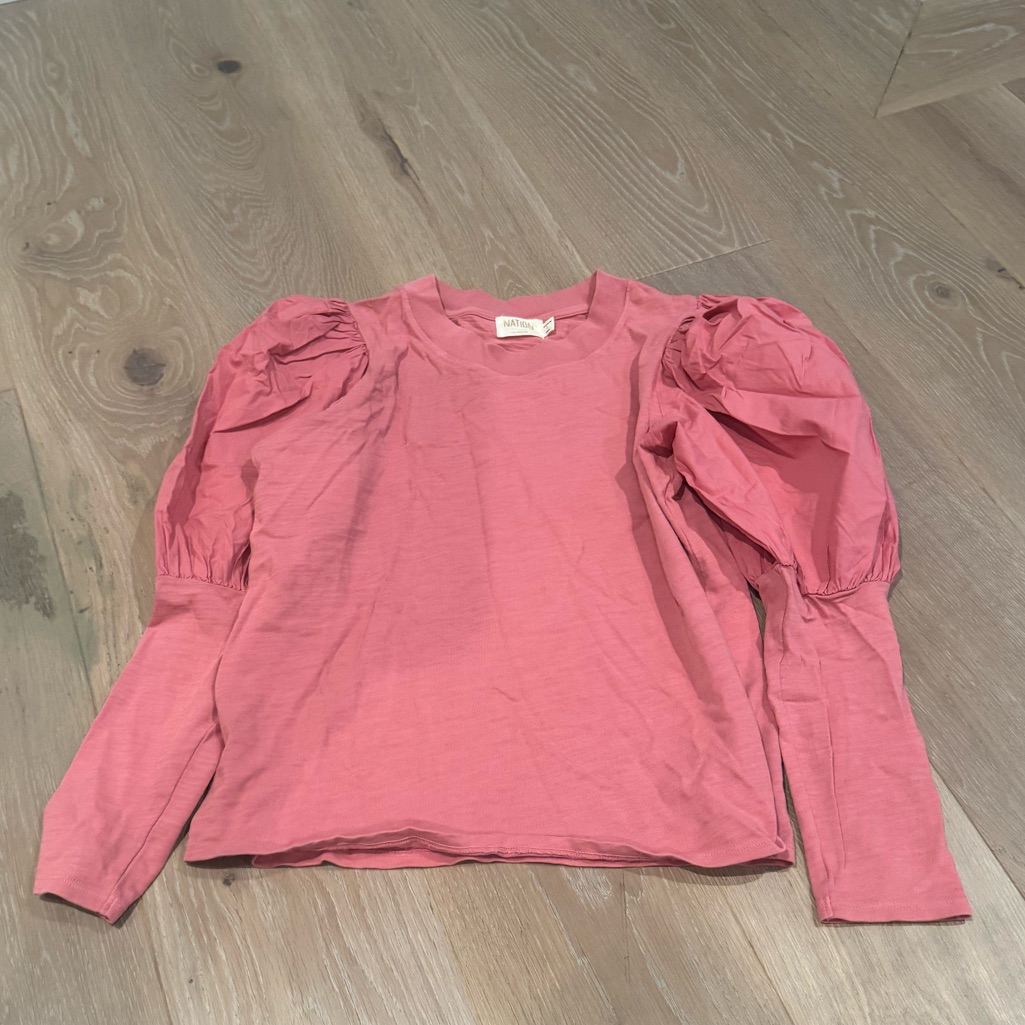 Nation Ltd Women’s Size L Pink Puff Sleeve Top